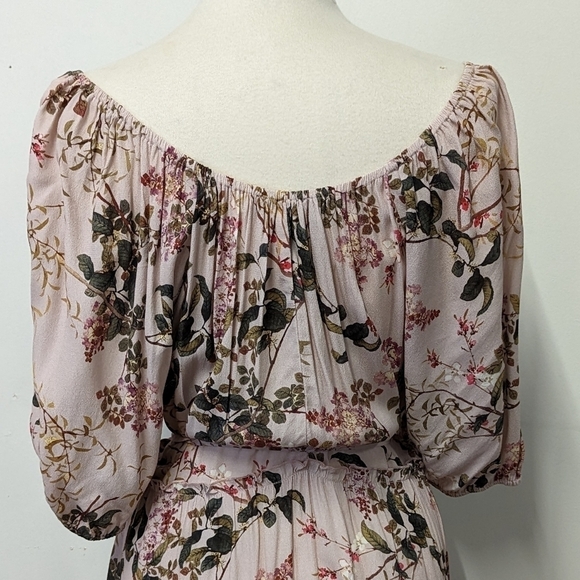 KAREN Kane Pink Floral Tiered Midi Dress XL Spring Poof Sleeve Feminine Romantic - Picture 6 of 16